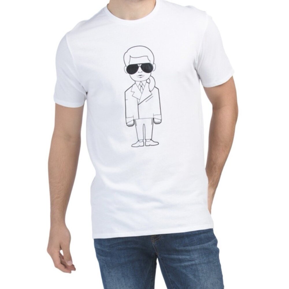 Mens Karl Lagerfeld Paris Character T-Shirt White L